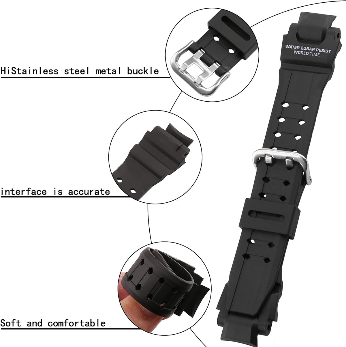 Casio G-Shock compatible resin strap buckle detail