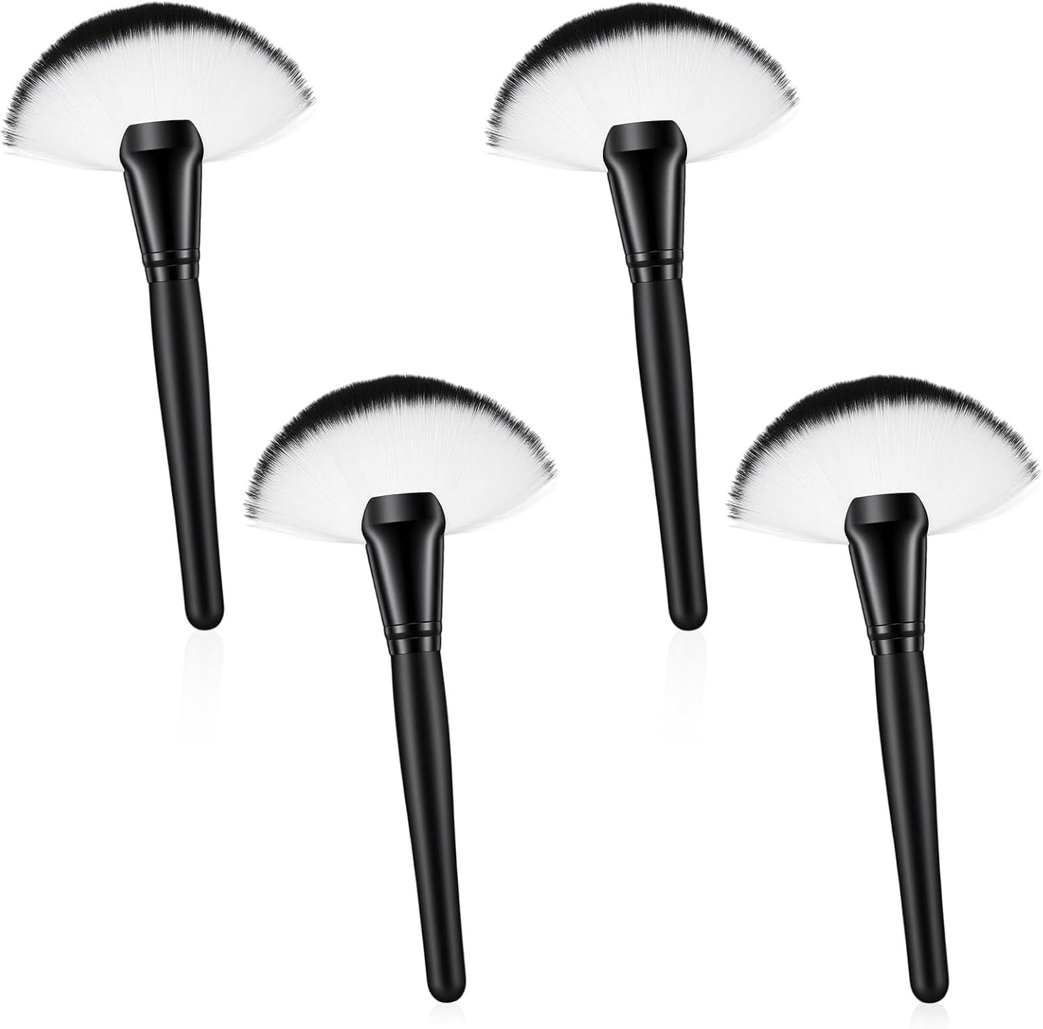 Lusofie fluffy fan brushes for facials front view showing four black handles.