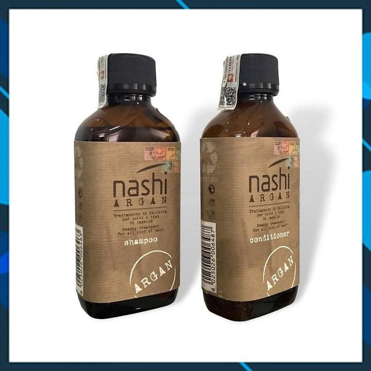 Nashi Argan shampoo bottle amber container close up