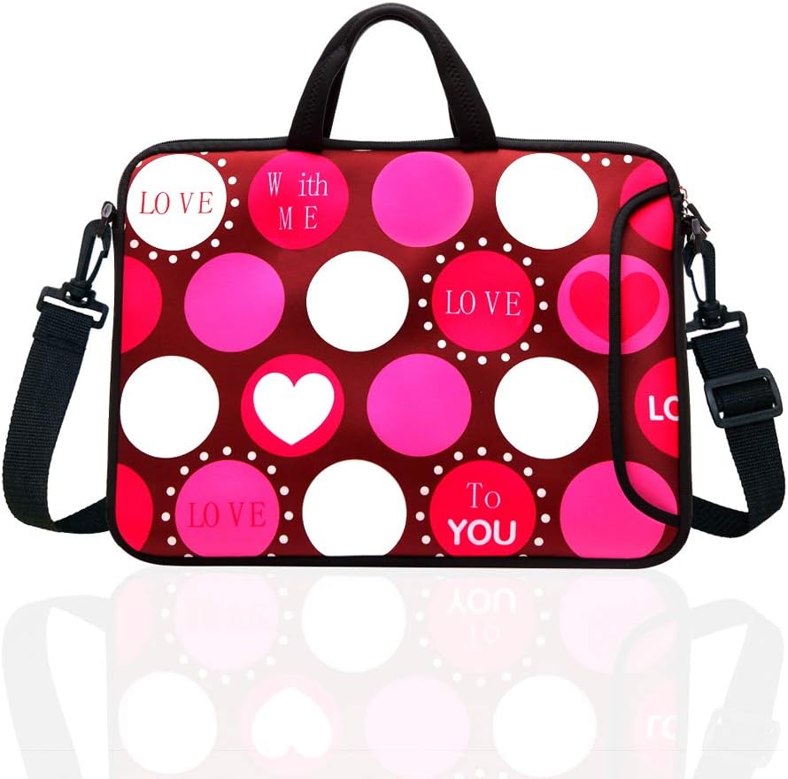Taidy 10 Inch Laptop Shoulder Bag Red Heart front view