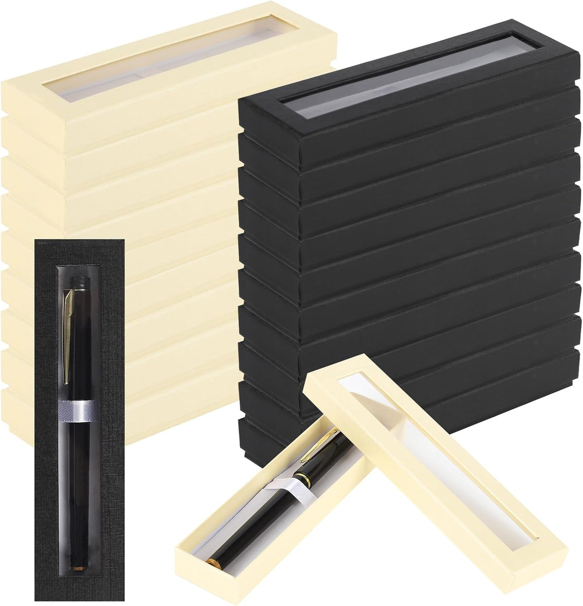 BUWUSMU empty pen gift boxes front view with clear lid