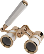Marsrut Ultra HD Opera Theatre Binocular Glasses front view in elegant white and gold