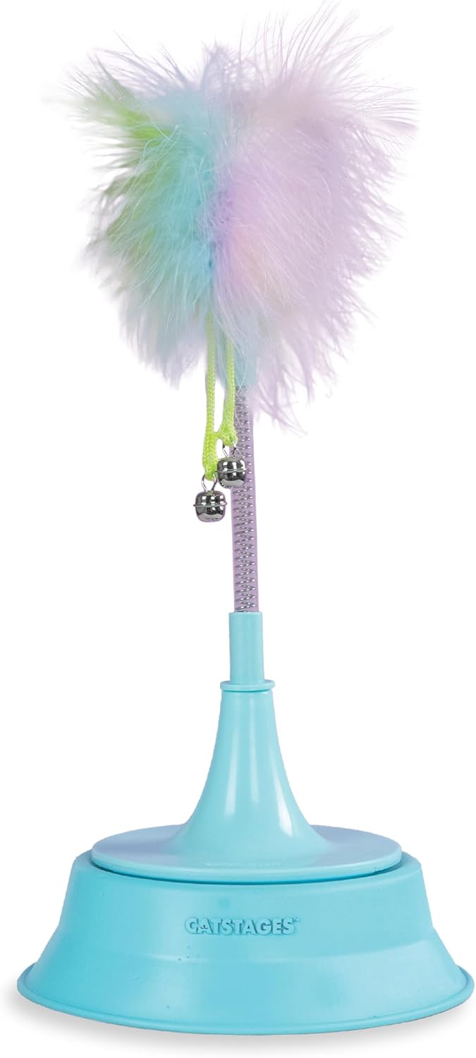 Catstages 2-in-1 Dart N' Dash Electronic Feather Cat Toy, Motion-Activated, Ball Track Add-On, Blue - Image 9