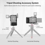 SmallRig camera cage battery door and cable slot view