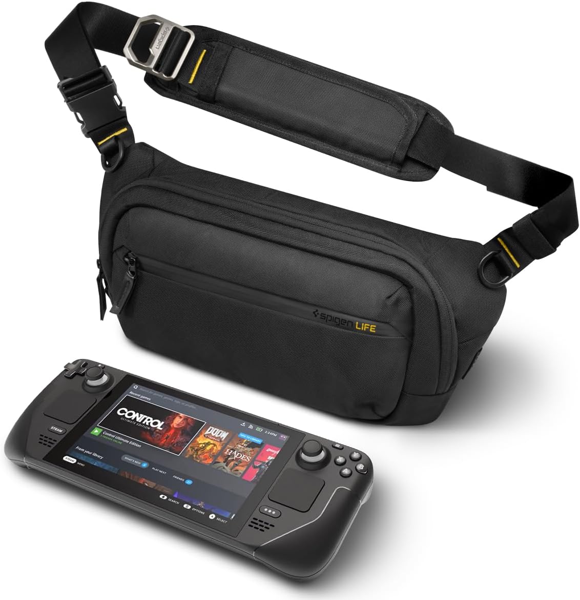 Spigen Life KD410 Klasden Sling Bag black front view