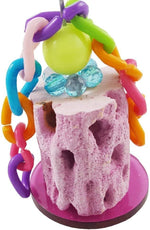 Hanging calcium molar chew toy for parrots and parakeets cage setup