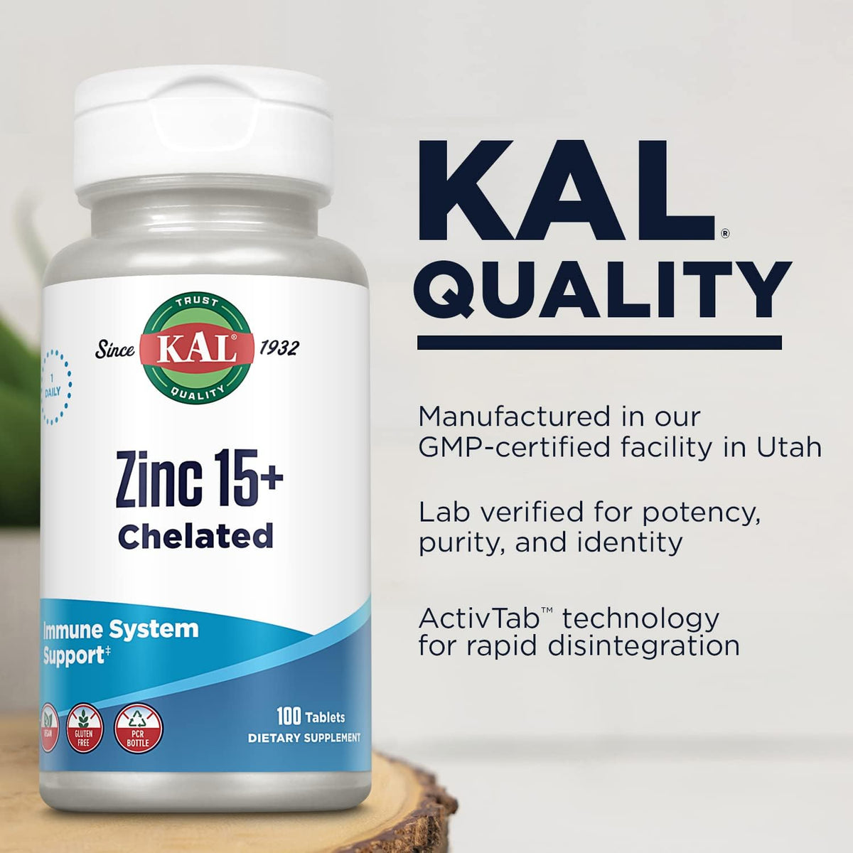 Kal zinc bottle back label showing importer details