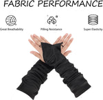 InnoHHustle black elbow length gloves staged on model