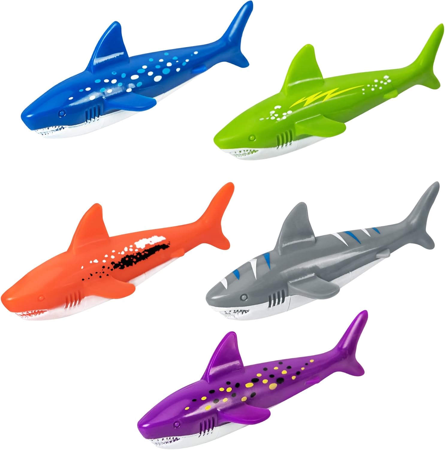 YHmall underwater shark pool torpedo diving toys front view displaying five colorful water rockets