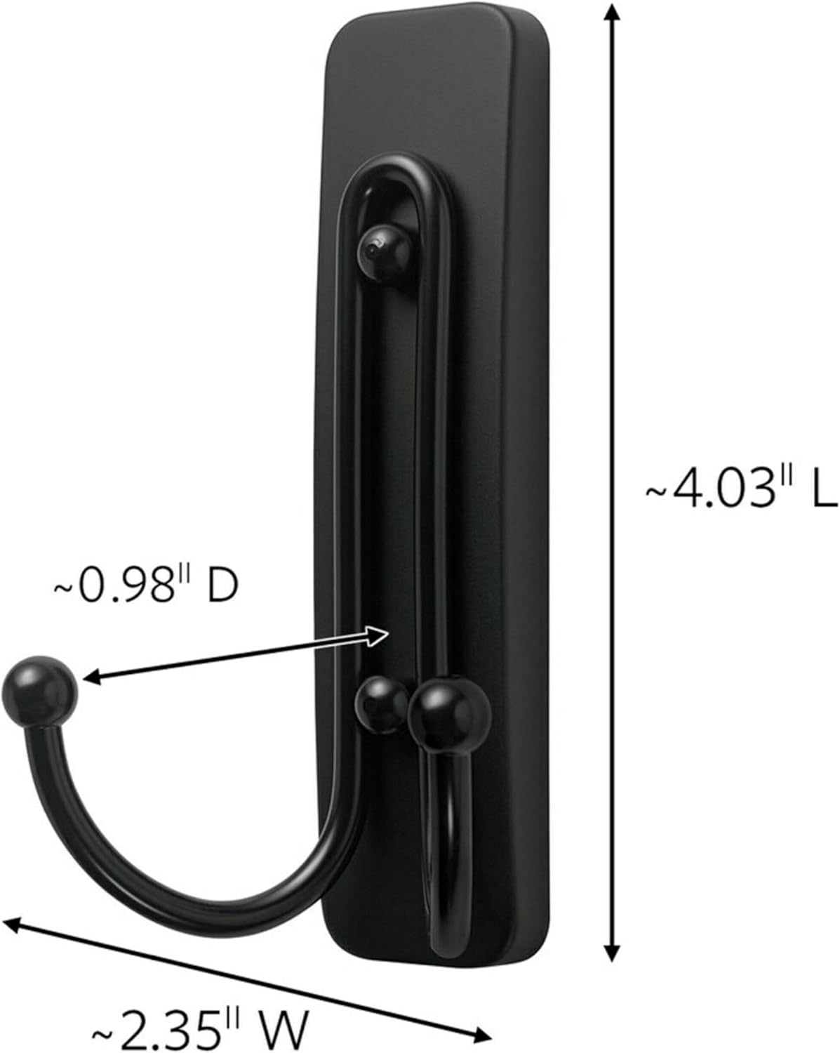 Command double prong hook showing matte black metal finish
