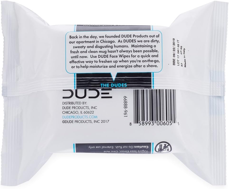 DUDE Wipes - 30 Unscented Face & Body Wipes with Sea Salt & Aloe - Alcohol Free Hypoallergenic Cleansing - Image 3