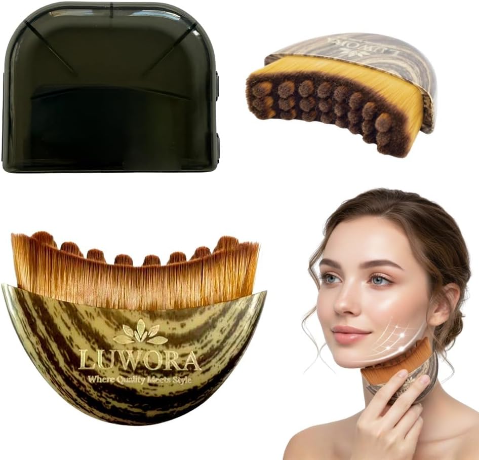 GOAL ZONE Lymphatic Contour Face Brush front view with protective hard case