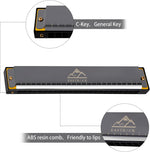 EastRock diatonic harmonica showing the protective black carrying case.
