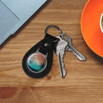 Graphics And More black leather key fob displaying silver-plated hardware