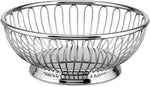 Alessi round wire basket front view showcasing its silver stainless steel design