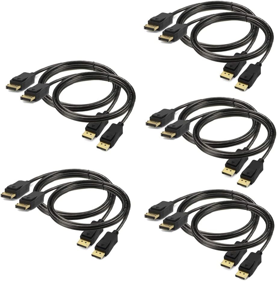 UKYEE DisplayPort to DisplayPort cable 10 pack front view showcasing premium gold plated connector tips.