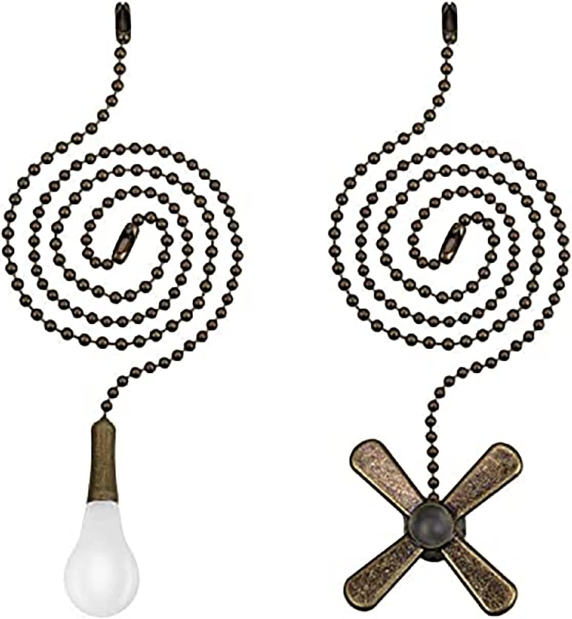 Ceiling Fan Pull Chain, 2pcs 3mm Diameter Beaded Ball Fan Pull Chain , 13.6 Inches Fan Pulls Set with ConnectorNickel - Image 10