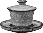 LingXuanGe Gaiwan tea cup front view showing ice crack pattern