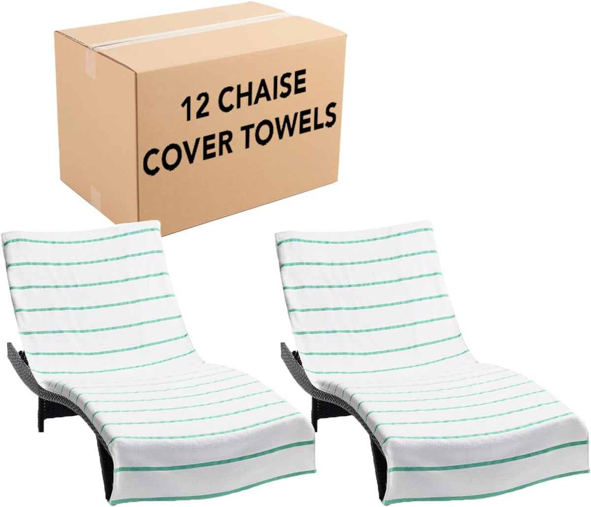 Arkwright Las Rayas Chaise Lounge Cover Towel with Pocket - Pack of 2 - Striped 100% Cotton Cabana Cover for Beach Pool Outdoor Chairs, 30 x 85 in, White/Beige - Image 15