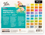 Mont Marte portable art kit close up of half pan paint cakes
