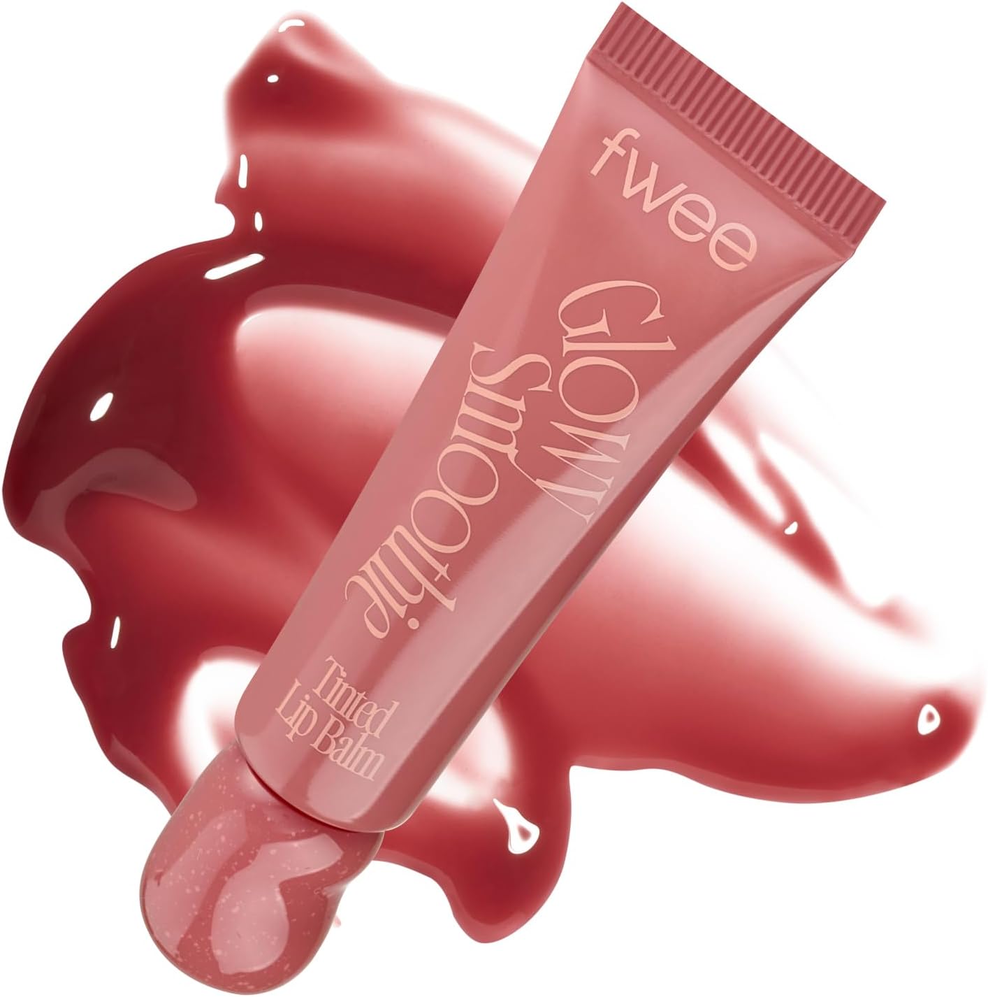 Fwee Glowy Smoothie Tinted Lip Balm Rose Boost front view packaging tube for hydrating lip care.