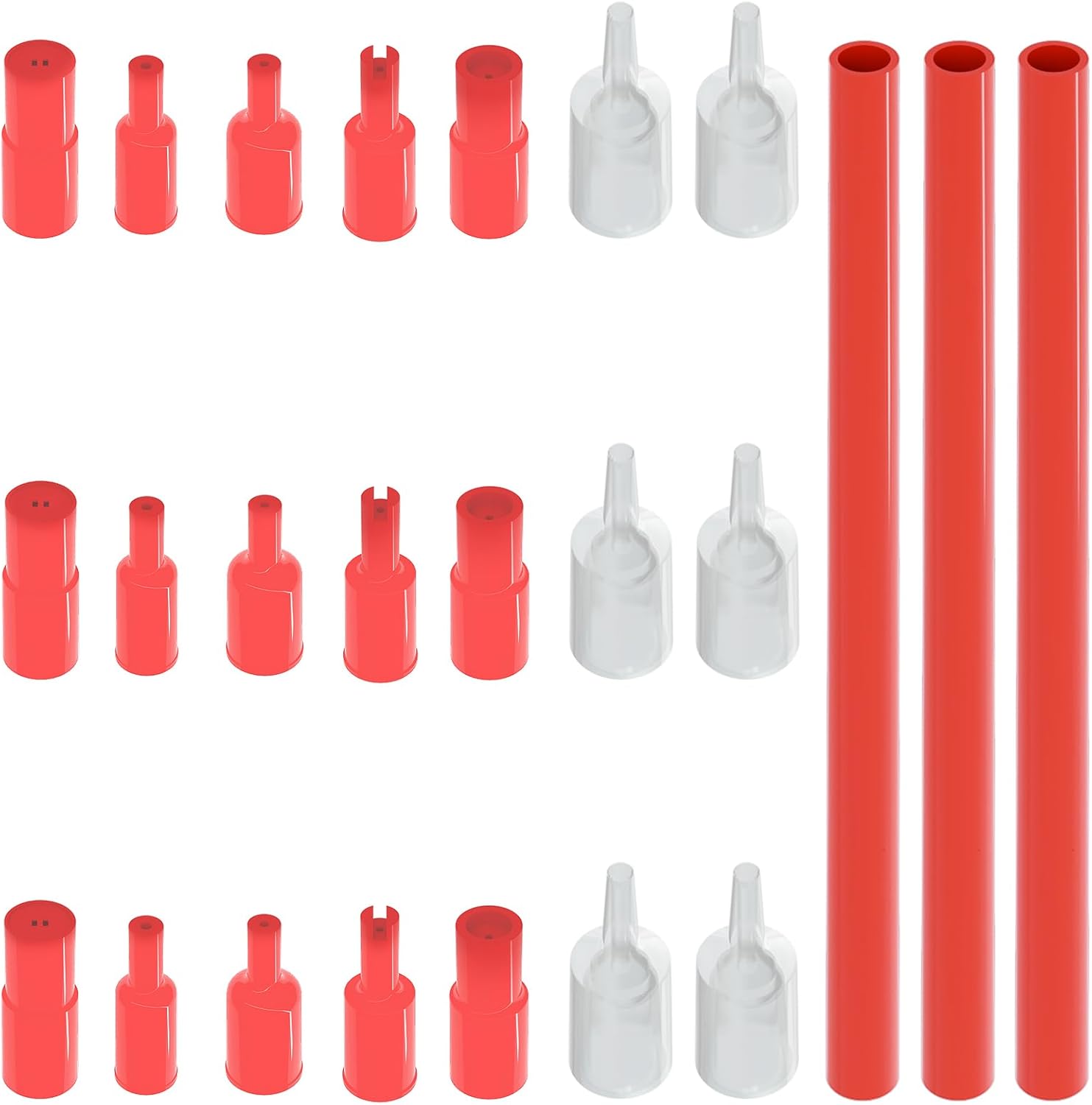 Tieec butane tank adapter nozzle tips three pack set front view showcasing red interchangeable attachments