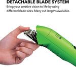 Andis UltraEdge professional heavy coat pet clipper showing the locking power switch.