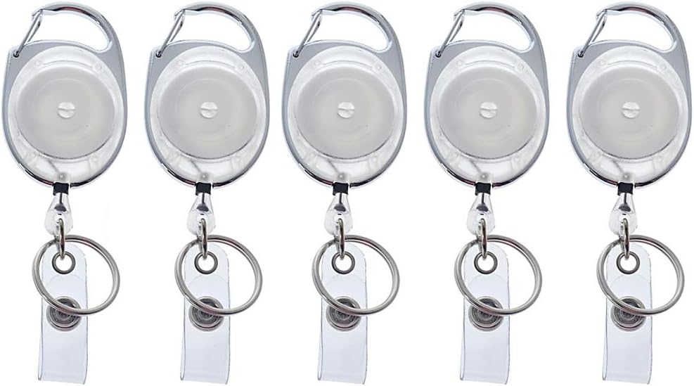 5 Pack - Premium Retractable Oval Shaped Badge Reels with Carabiner Belt Loop Clip, Keychain and ID Holder Strap by Specialist ID (Solid Black) - Image 10