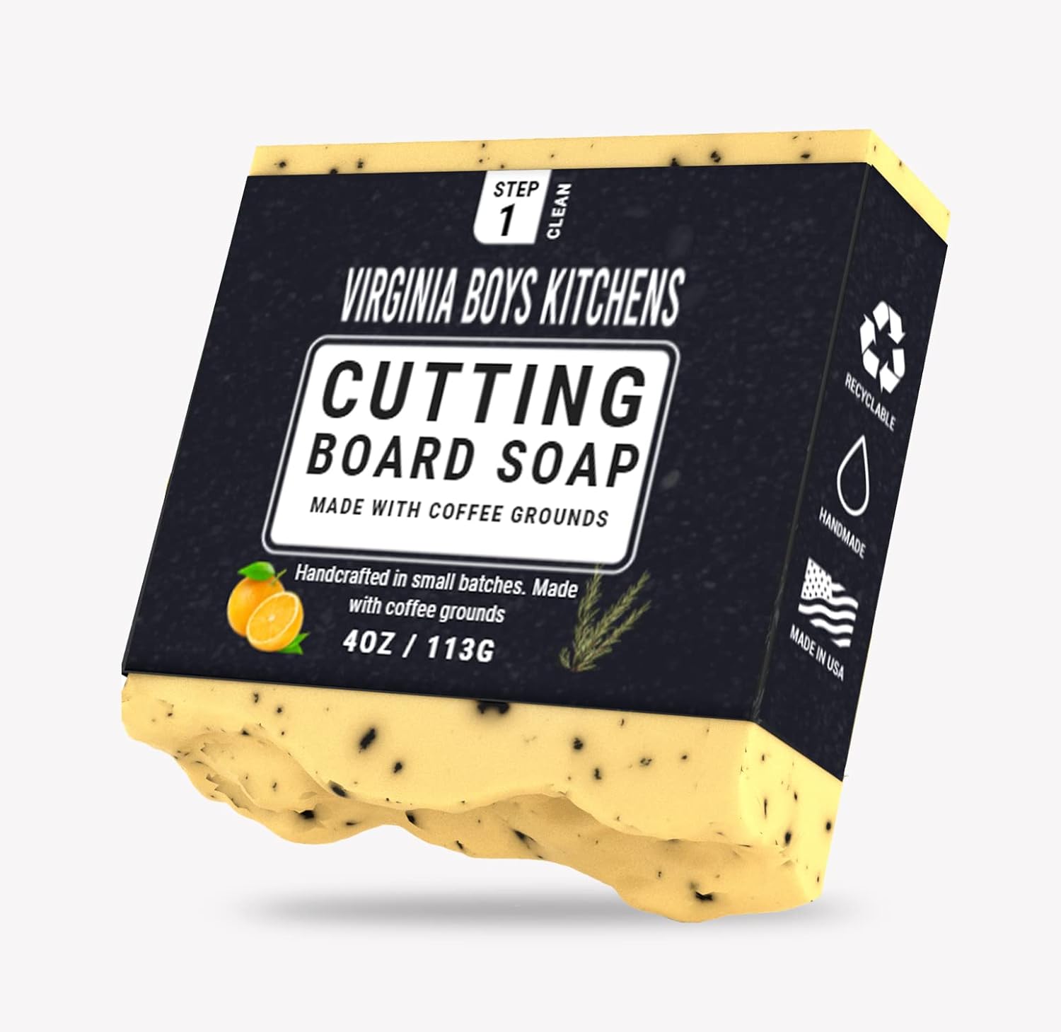 Virginia Boys Kitchens cutting board soap bar front view packaging