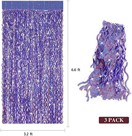 Wavy design purple tinsel curtain for birthday photo booth background