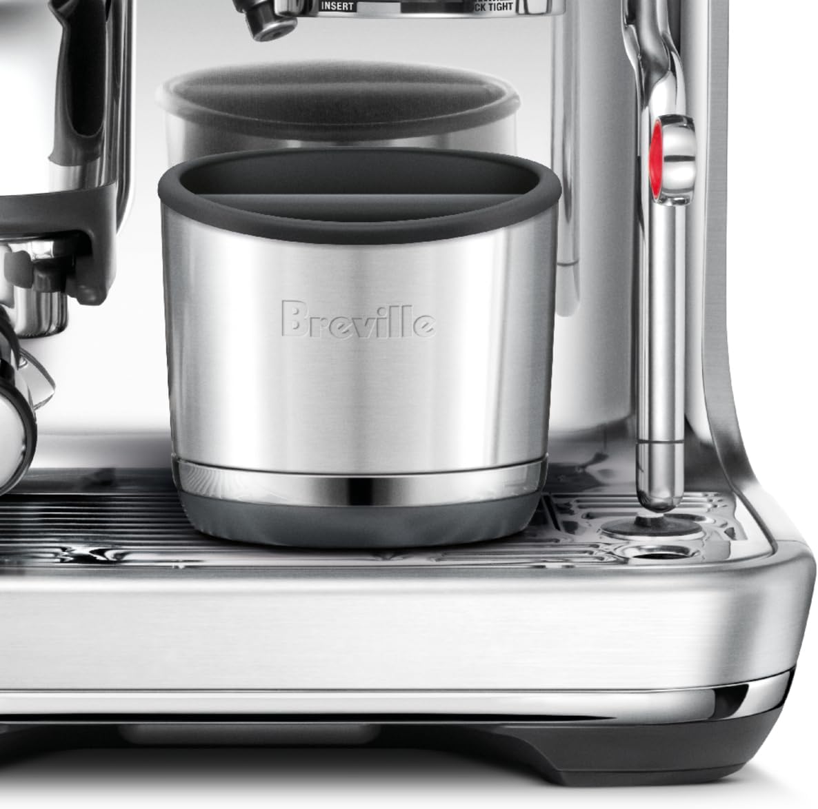 Breville 10 puck capacity knock box top down interior view