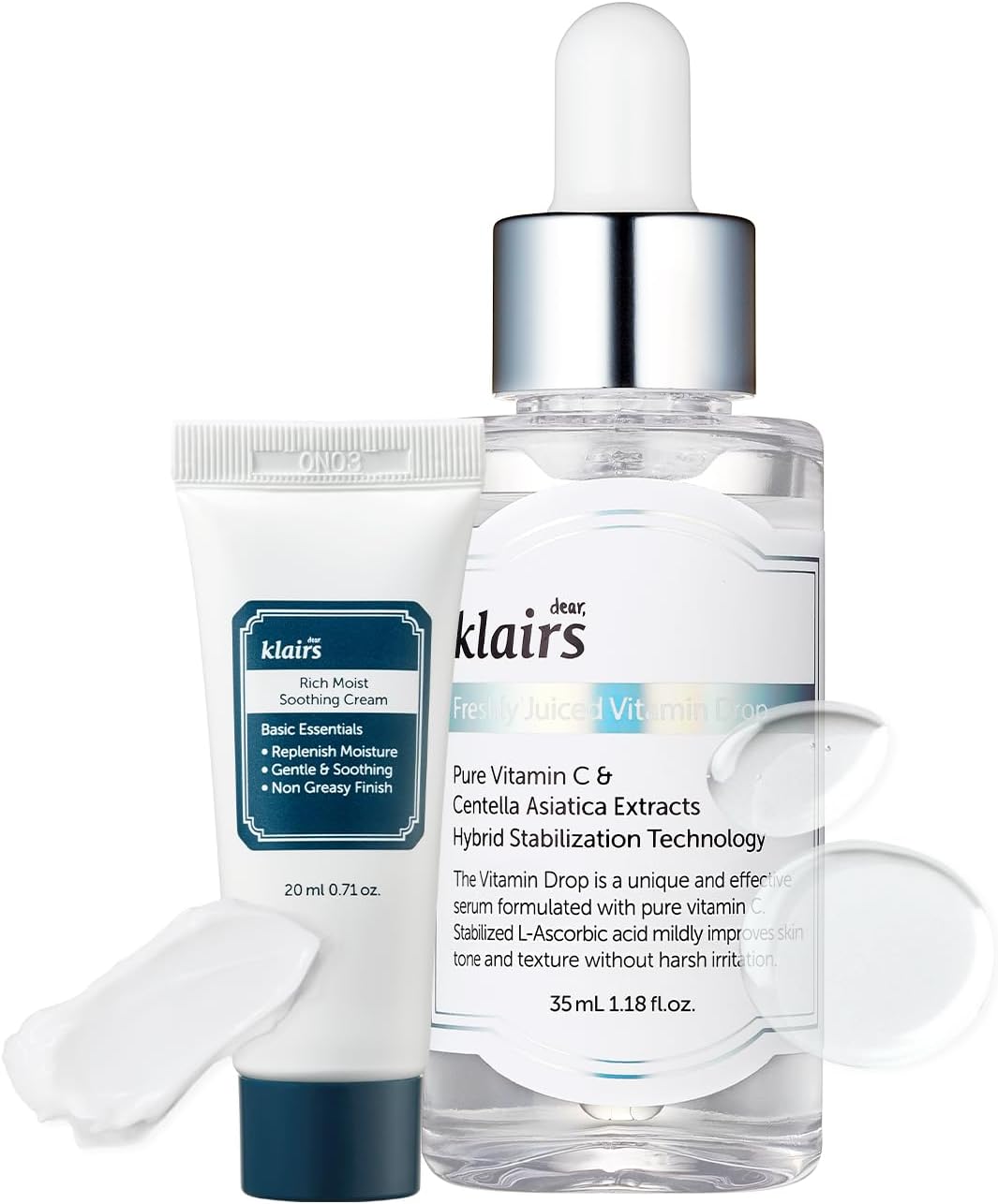 DearKlairs Vitamin Drop + Soothing Cream Set, Korean Skincare, antioxidant, Lightweight, Ceramide - Image 1