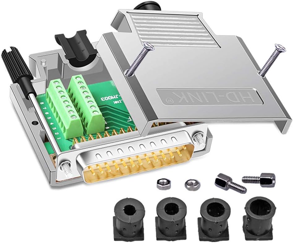 2PCS DB25 Solderless RS232 Serial to 25 pin Terminal Male Adapter | D-SUB Serial Port Connector, Breakout Board, with Case Long Bolts Tail Pipe, 2PCS Male - Image 10