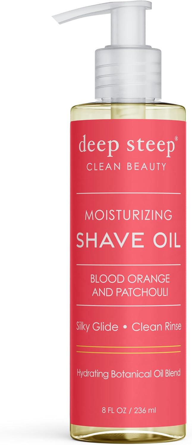 Deep Steep Moisturizing Shave Oil Bottle Showing Hyaluronic Acid And Niacinamide Ingredients