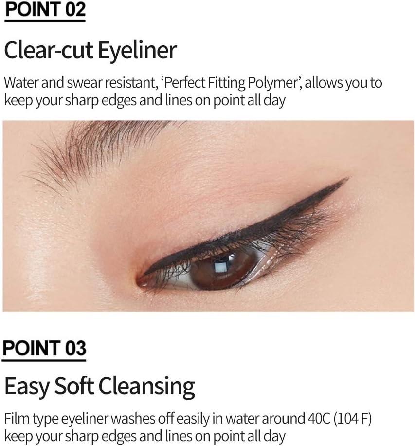 Waterproof test of ETUDE Drawing Show Brush Liner on skin
