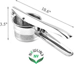 Newline Ny stainless steel food presser angled view