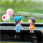 DXNQ Cute Couple Car Dashboard Decoration Blue Figurine