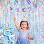 Two pack of Runkuai iridescent tinsel backdrops styled as a sparkling photo booth background