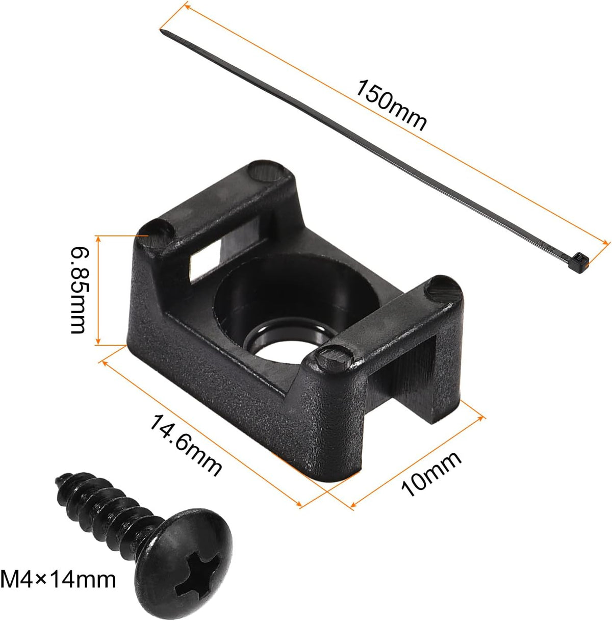 Rebower wire clamp set components including zip ties and mounting hardware