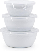 Golden Rabbit Enamelware Nesting Storage Bowls with Lids, Set of 3, Sea Glass | Mixing, Serving & Storage Bowls, Carbon Steel Core with Porcelain Enamel Finish, Stainless Steel Rim for Durability - Image 10