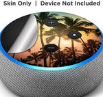 Smart home decor setup featuring palm tree sunset speaker decal