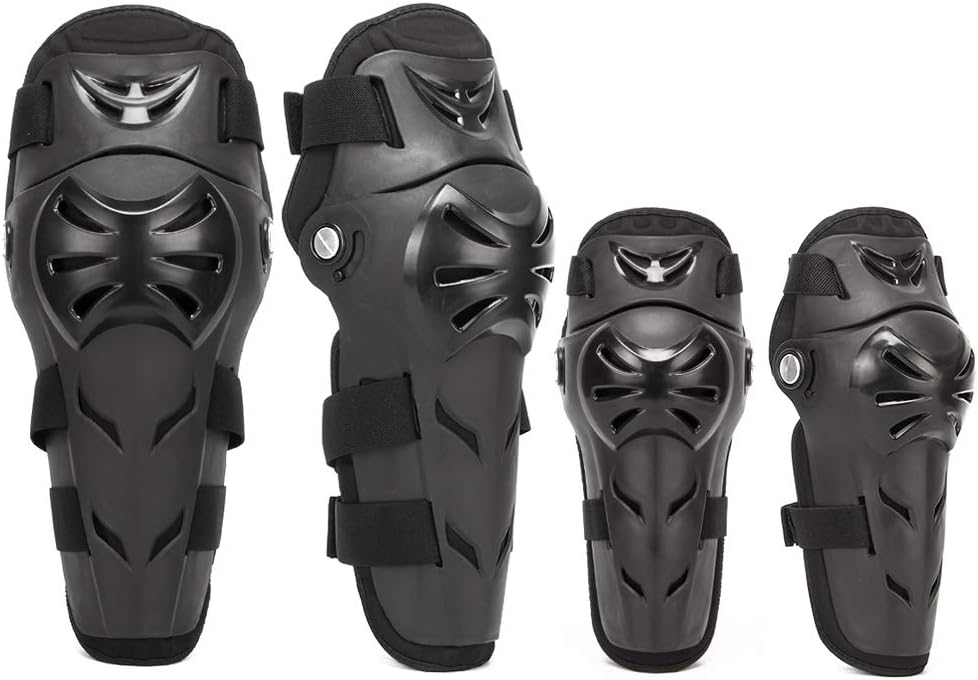 King Showden motorcycle knee elbow pads front view showcasing heavy duty black protective outer shells.