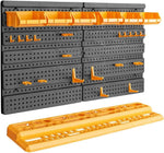 YAFF Tool Wall front view showing complete 26 tool holder setup and storage bins