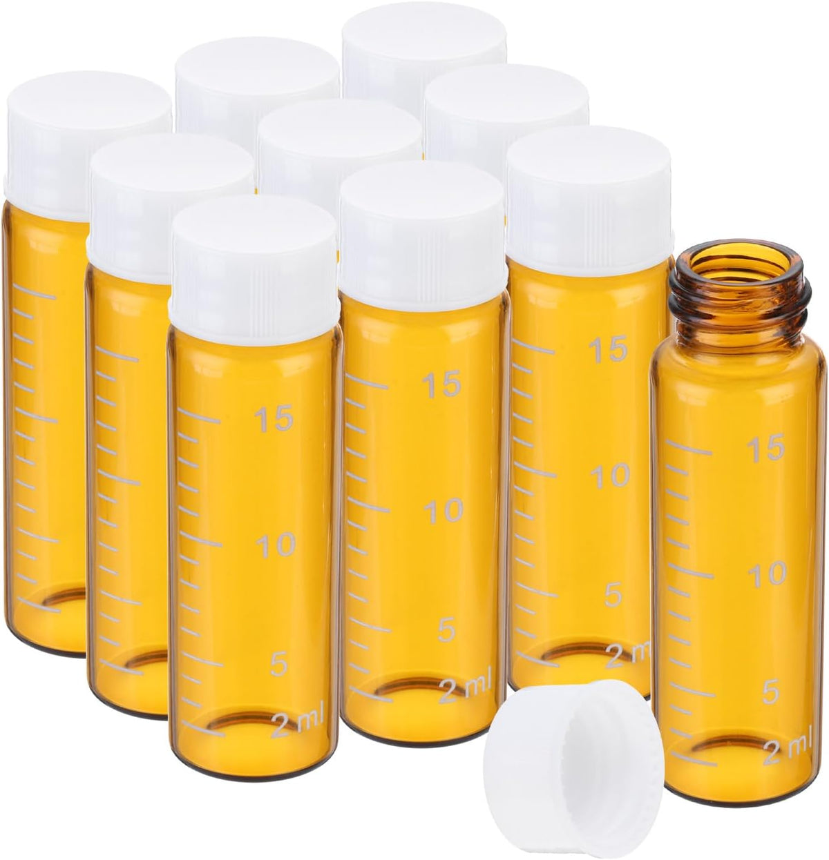 PATIKIL 10pcs 5ml Small Brown Glass Vials with White Screw Cap, Borosilicate Glass Graduated Sample Bottles for Solid Liquid Powder Storage - Image 12
