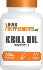 BulkSupplements Krill Oil 1000mg dietary supplement bottle on clean background
