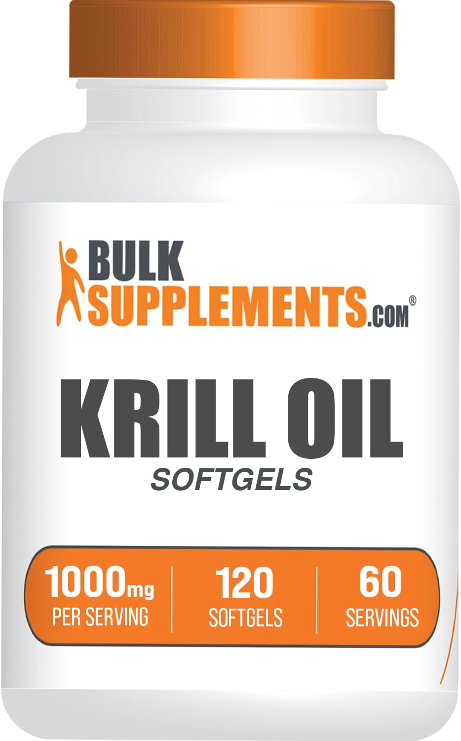 BulkSupplements Krill Oil 1000mg dietary supplement bottle on clean background
