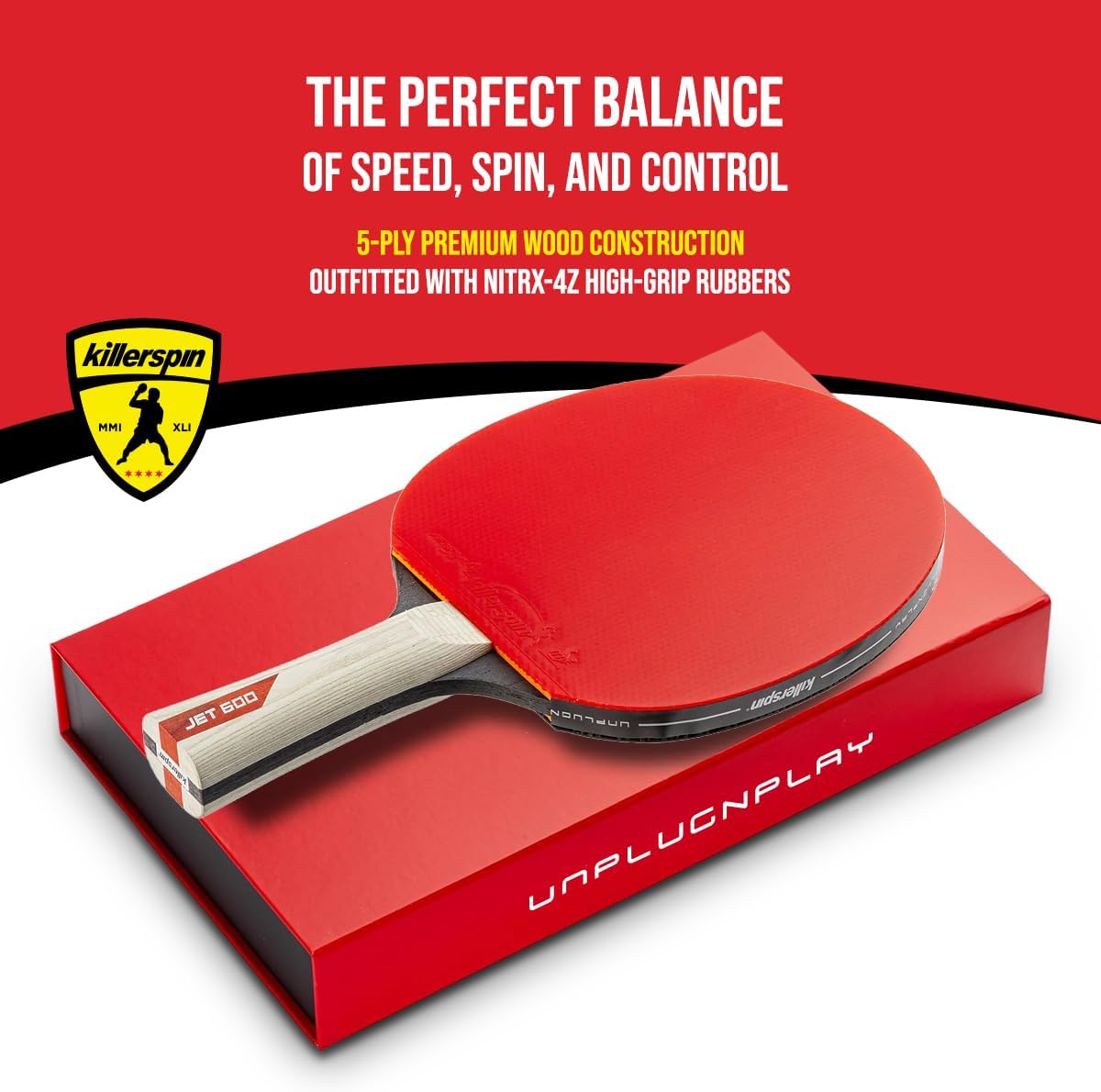 Killerspin table tennis paddle side angle and blade layers