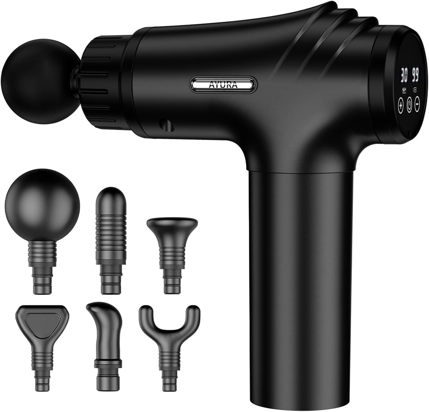 AYURA Massage Gun Deep Tissue black handheld percussion muscle massager front view