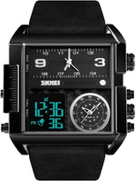 Gosasa Men's Square Large Face Analog Digital Sport Watch | LED Backlight, Three Time Zones, Stopwatch, Countdown, Alarm and Date Display, 50M Water Resistant for Outdoor and Daily Wear - Image 10