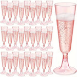 CYUU pink plastic champagne flutes 25 pack front view party supplies